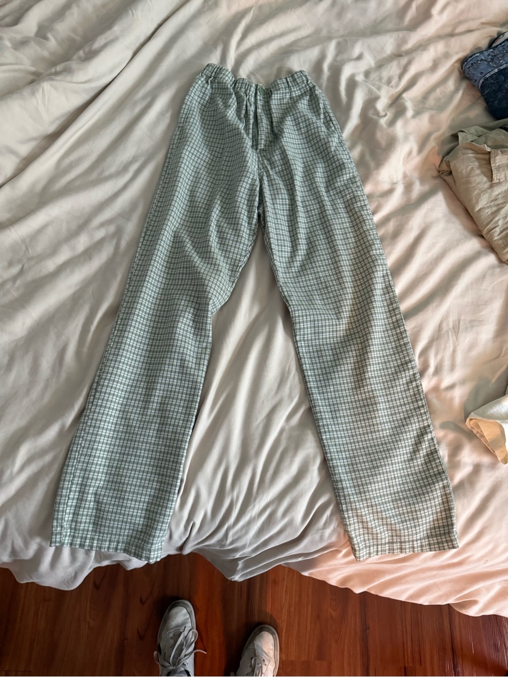 Brandy Melville Green and White Gingham Pants